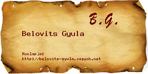 Belovits Gyula névjegykártya